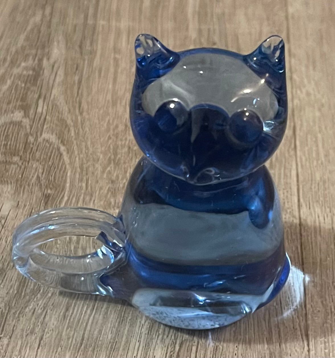 vintage blue cat glass paperweight figurines
