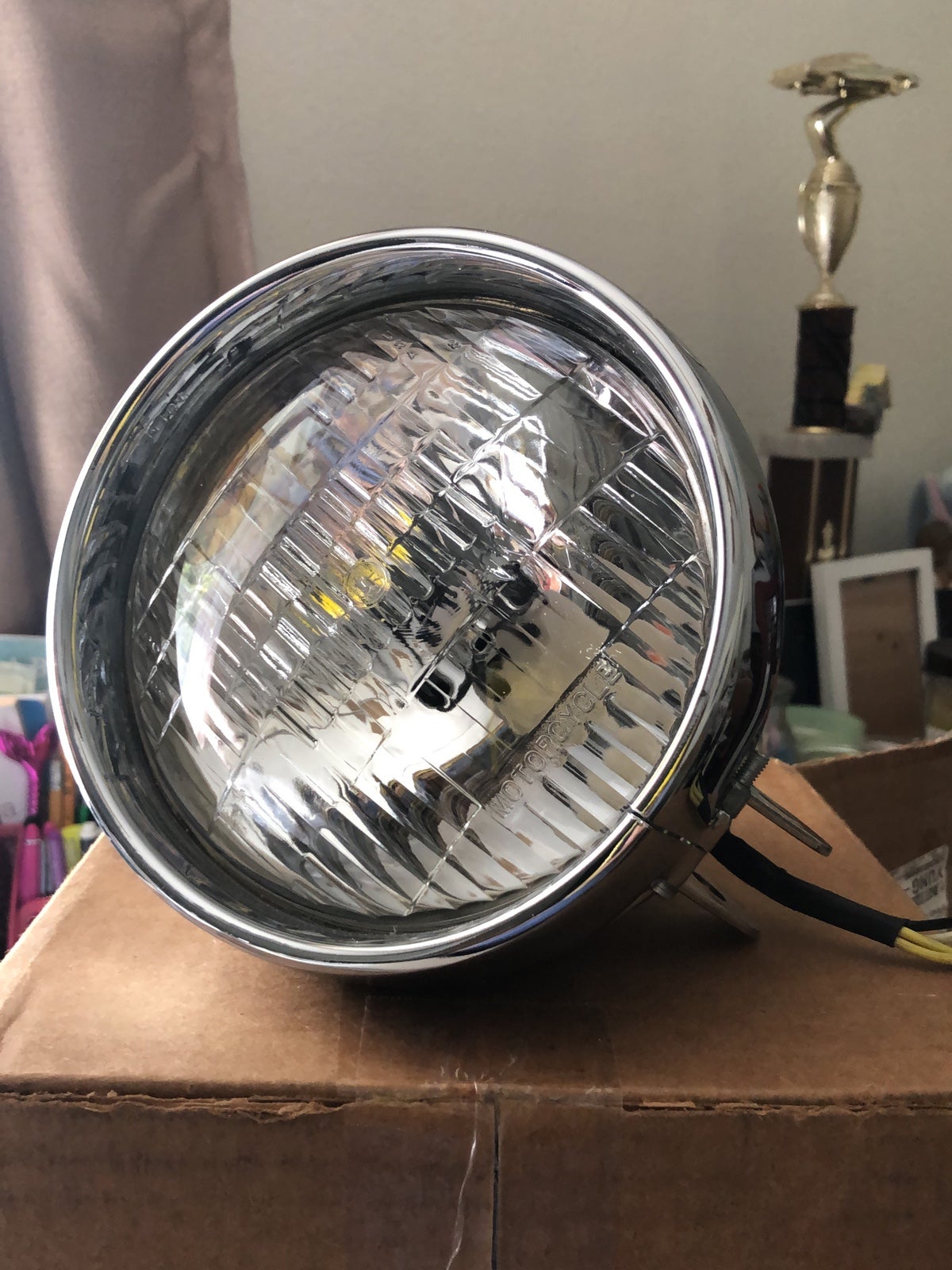 Chrome motorcycle headlight