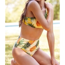 NWOT ANTHROPOLOGIE One-Shoulder Bikini Top & High-Waisted Bottoms in Pina Colada