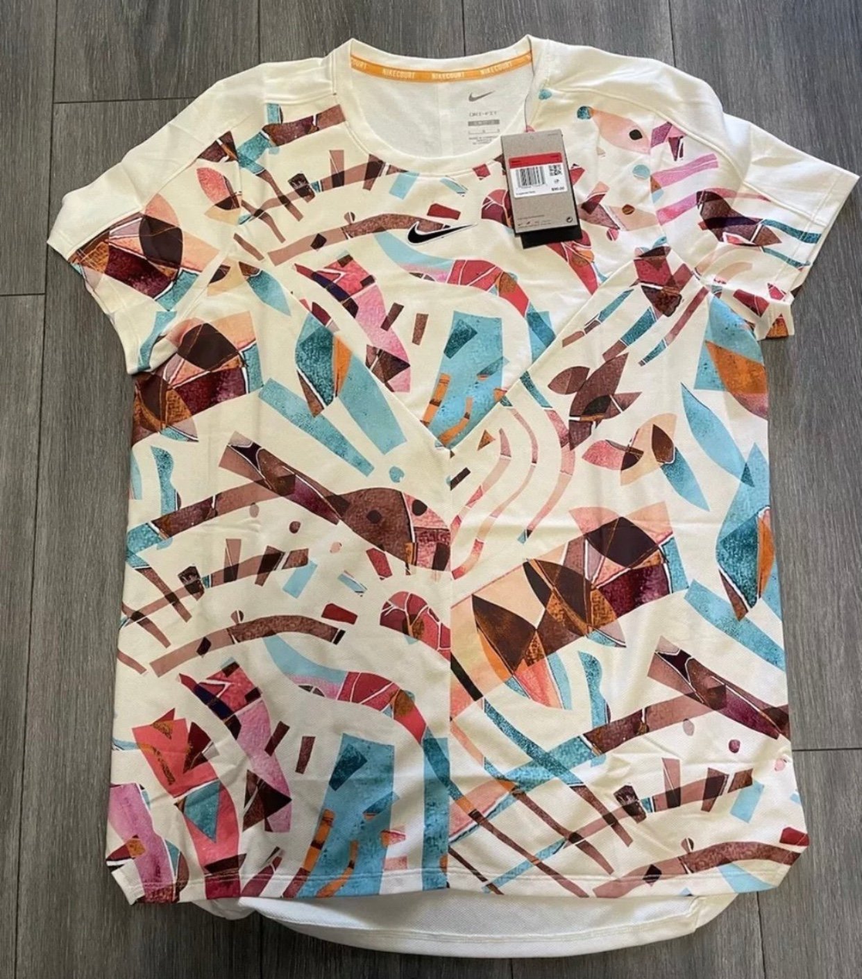 Nike Court Dri-Fit Tennis Shirt Colorful Agassi Men's size L DX5526-113 NEW