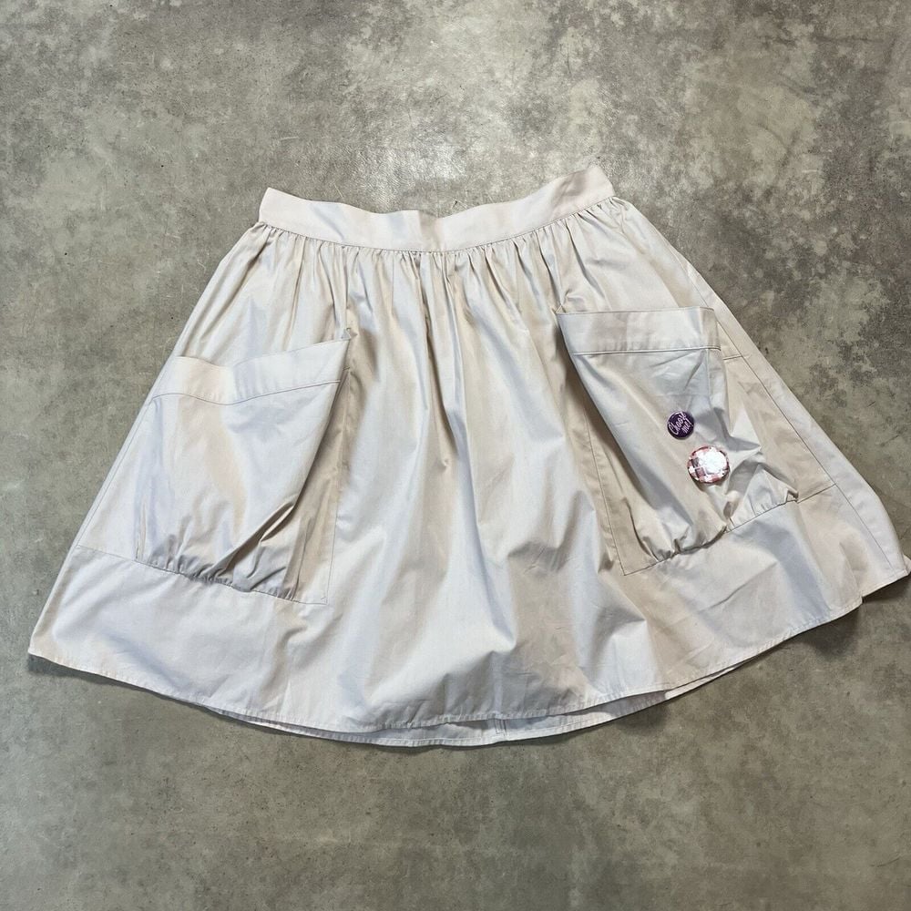 Fiorucci Skirt Womens 10 Beige Gonna Large Pocket Short Retro Back Zip