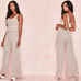 House of CB 'Evana' Stone Ribbed Knit Jumpsuit NWT