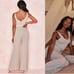 House of CB 'Evana' Stone Ribbed Knit Jumpsuit NWT