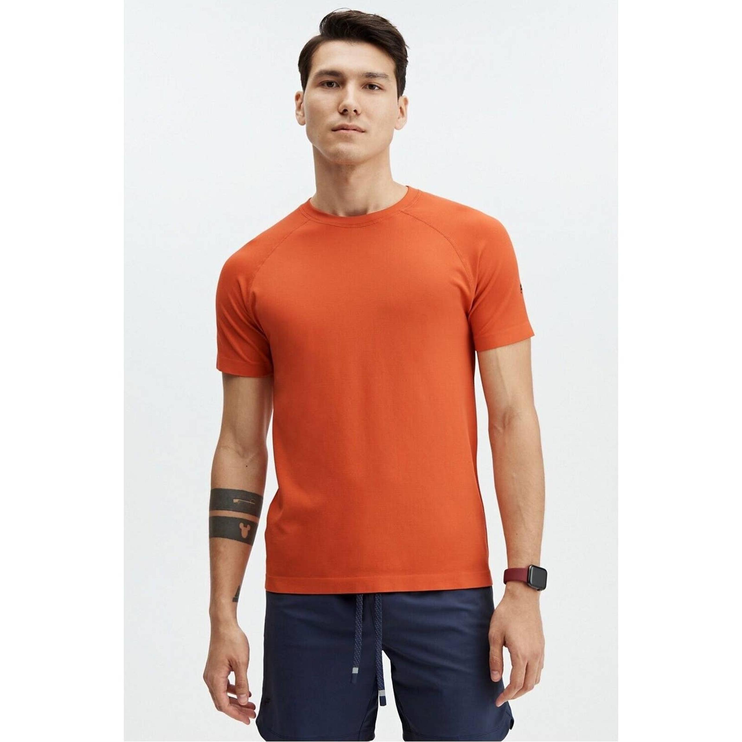 Fabletics Shirt Men Size XXL The Training Day Tee Orange Rust Workout