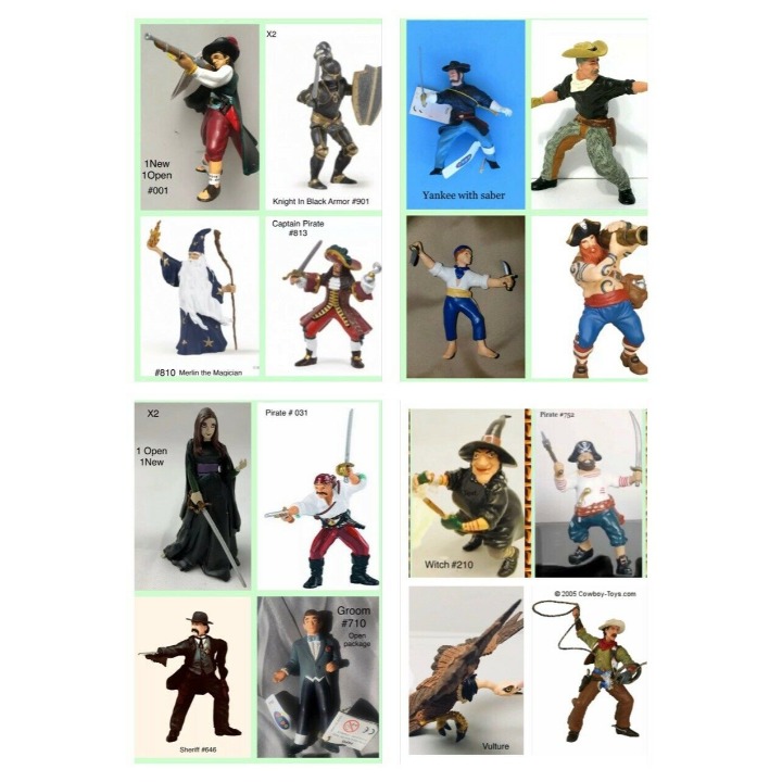 PAPO FIGURES LOT OF 19 -Pirates-Medieval-Animal-Western-Enchanted Worlds