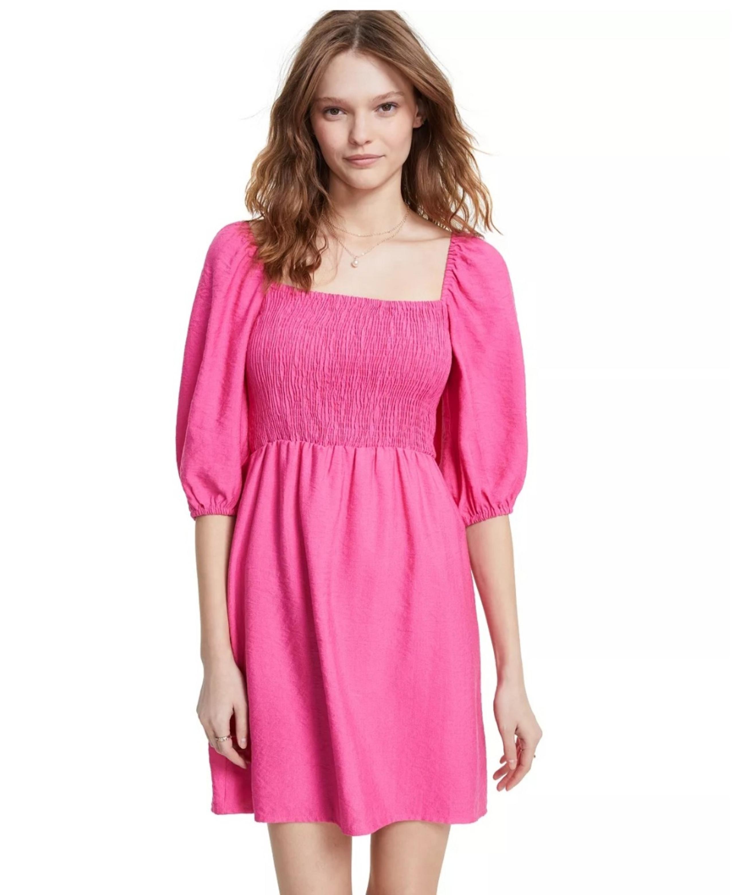 BAR III 
Women's Puff-Sleeve Smocked Dress sz L $99