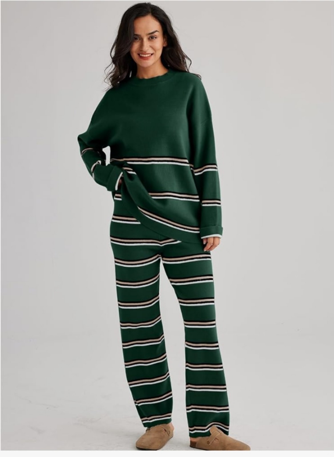 LILLUSORY 2 Piece Outfits for Women 2024 Oversized Striped Sweaters Sets