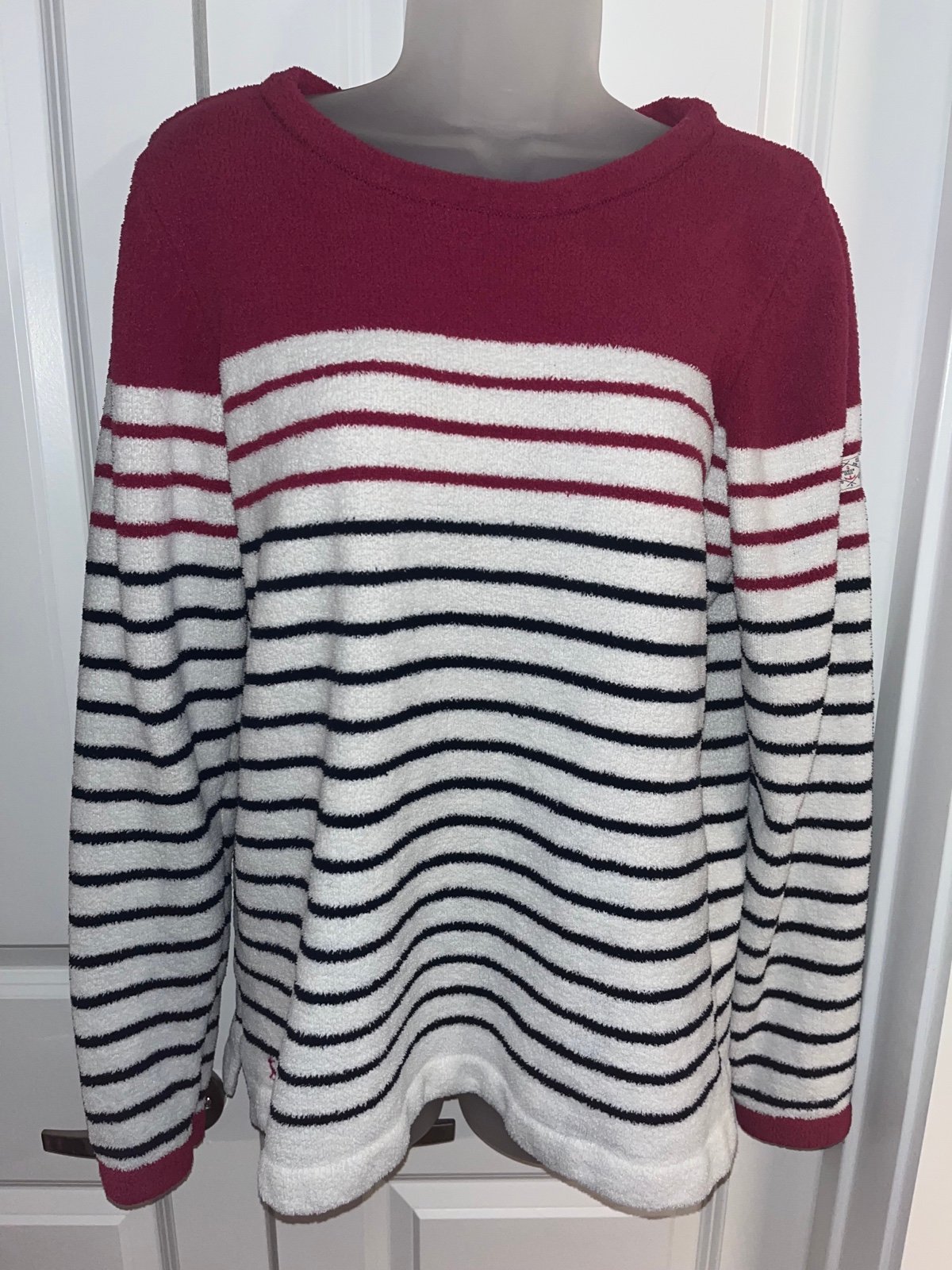 JOULES Knitwear (Crafted by the Finest Yarns)Raspberry Stripped Sweater- Size 10