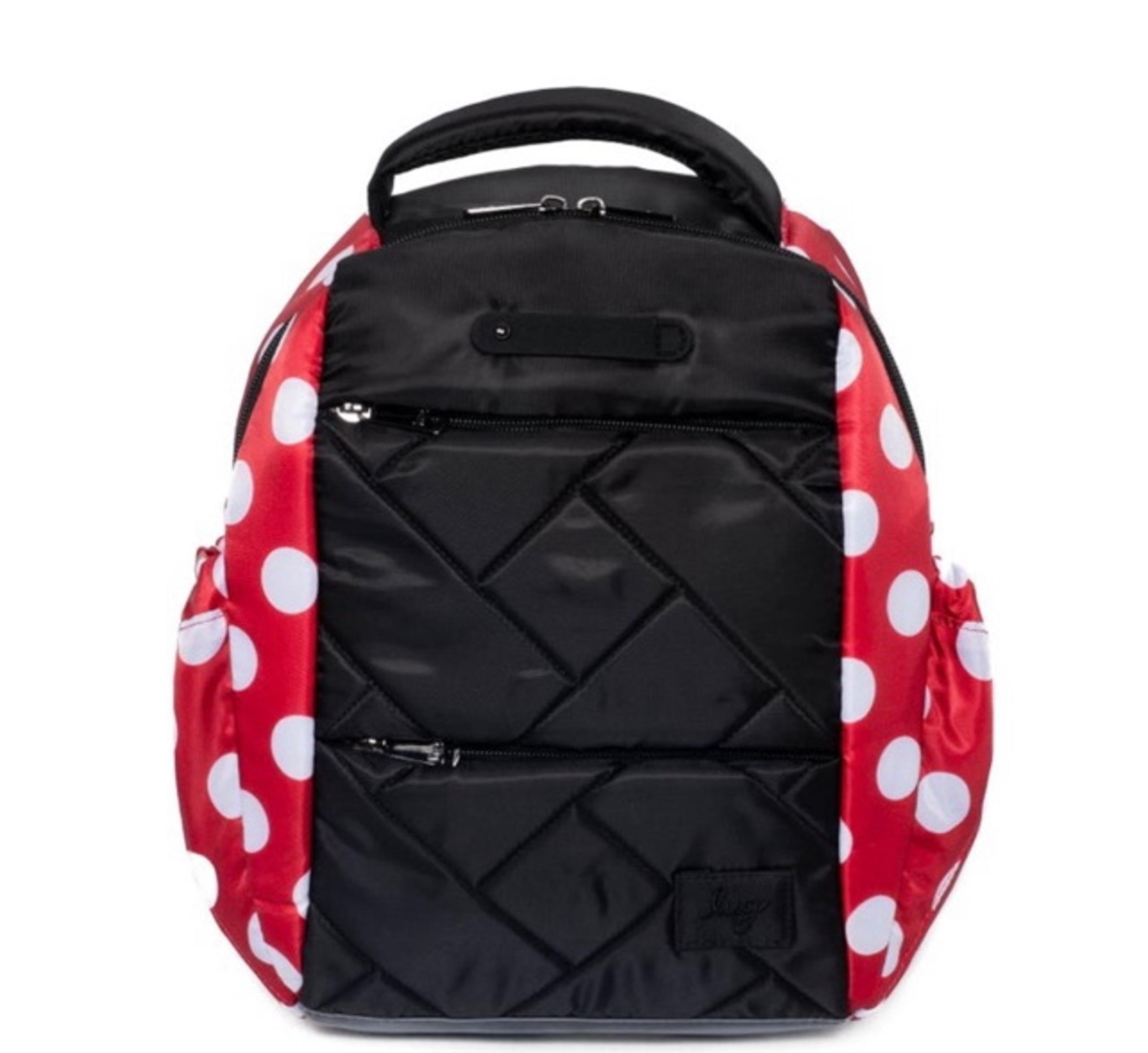 Hopper Shorty Backpack Black Crimson Large Dot