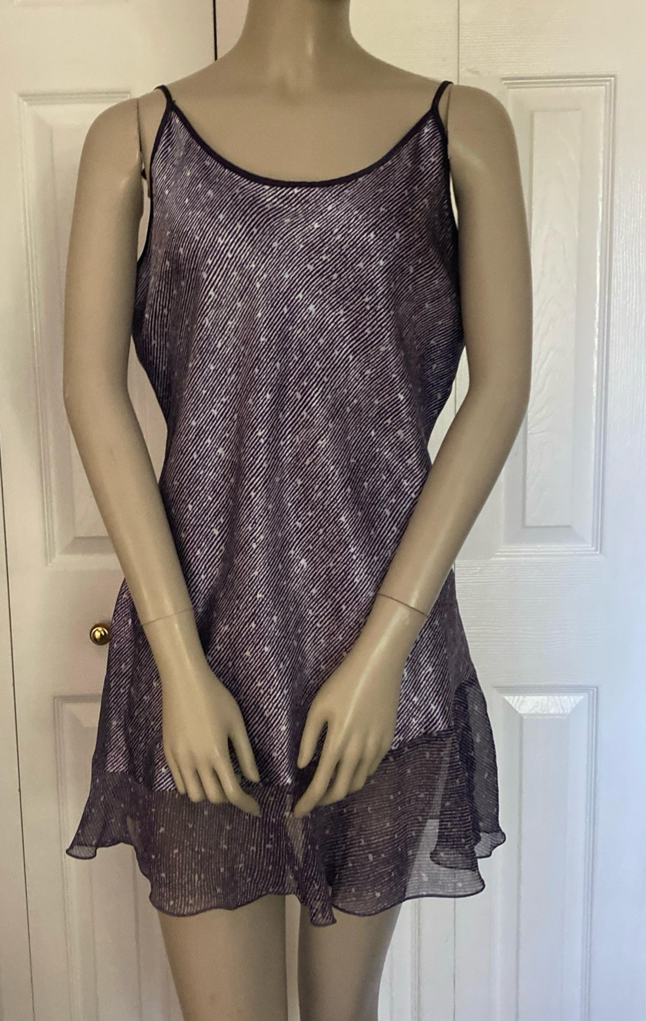 JONES NEW YORK Lace Trim Purple Chemise Gown Adjustable Straps Nightgown large