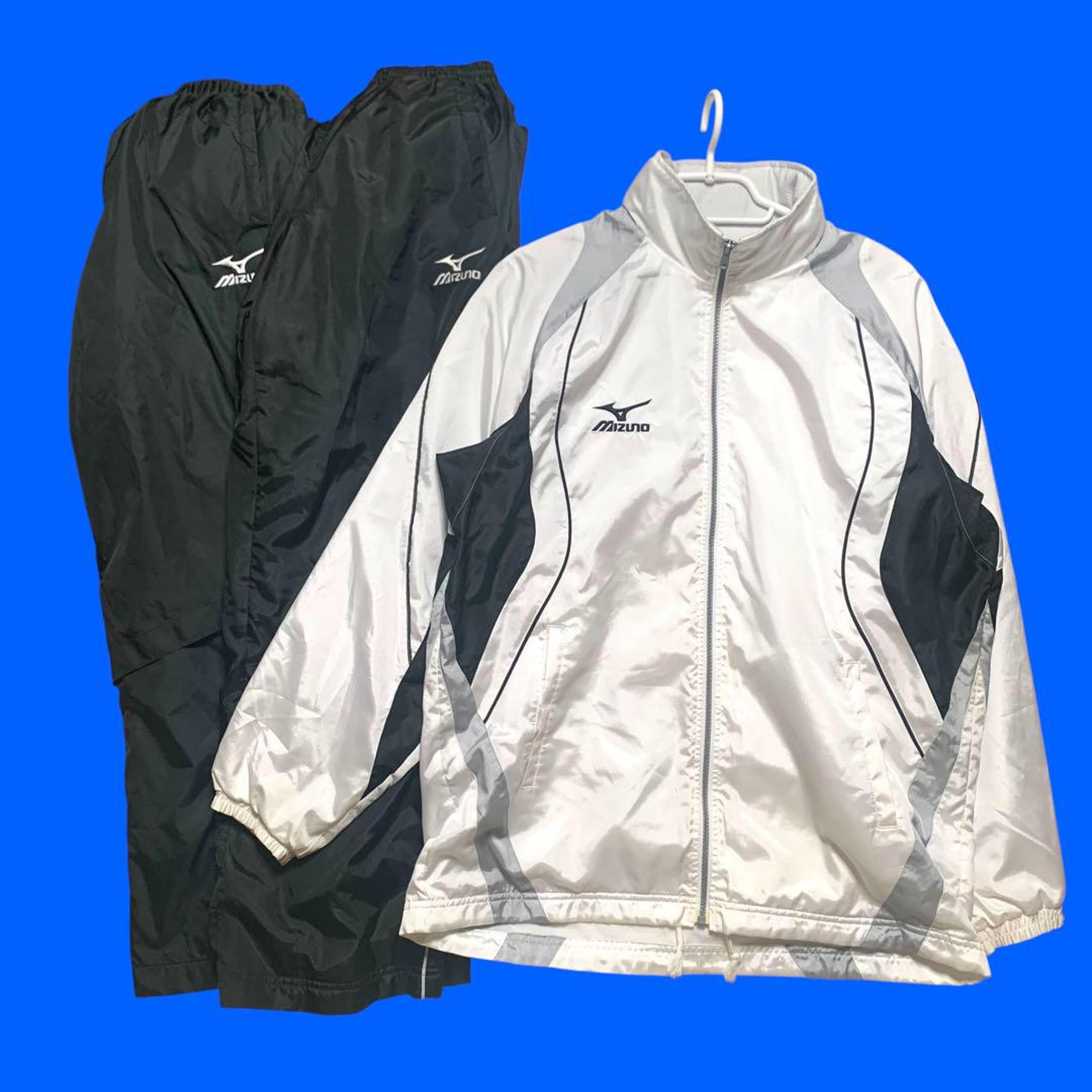 Mizuno Windbreaker Set of 3 (Top and Bottom) Jumper White Black Men's M for Exercise