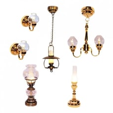 Dollhouse Battery Lights Wall Sconces & Ceiling Lights Oil Lamps Set of 6 Miniat