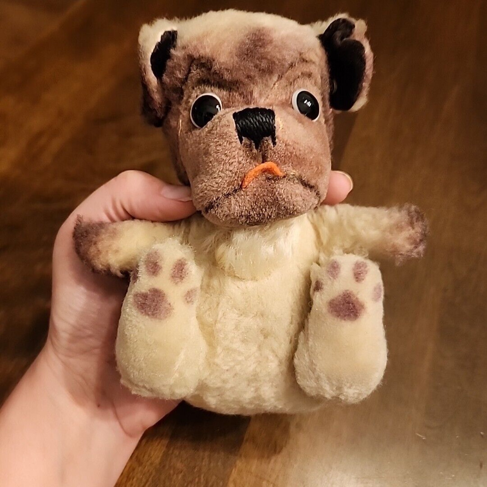 STEIFF BALL DOG MOPSY Pug Puppy 6 Plush VTG Toy Stuffed Animal NO TAG/BUTTON