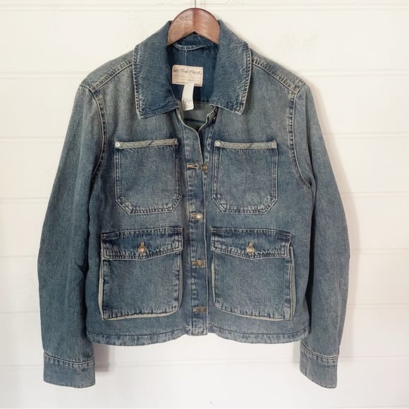 NWT Free People We The Free Dani Denim Jacket in “From the Shetland” Size XL