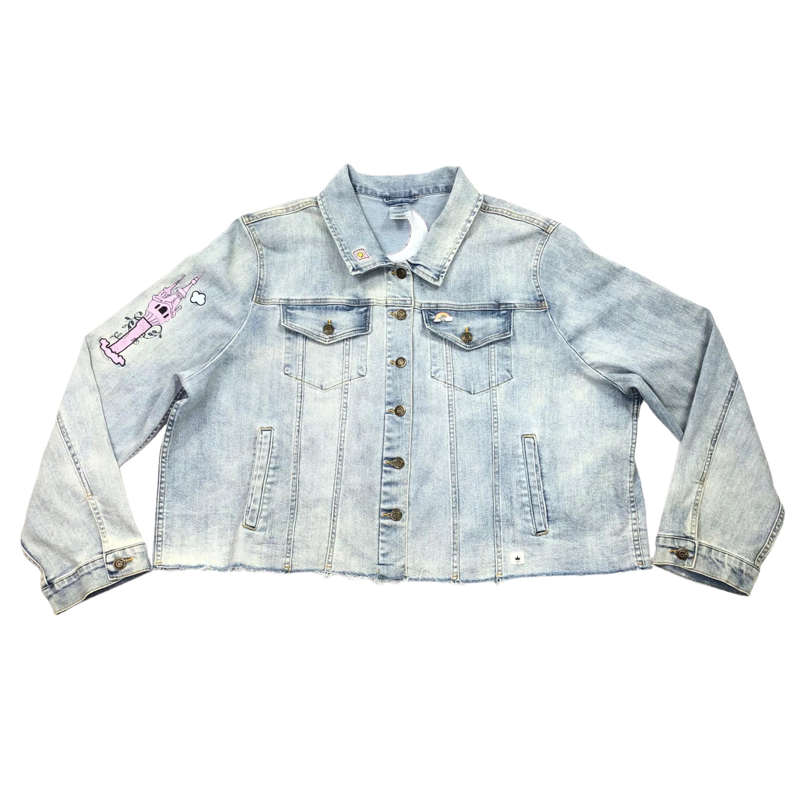 Disney Women’s 3XL Tangled Rapunzel Denim Jacket Let Your Power Shine Blue