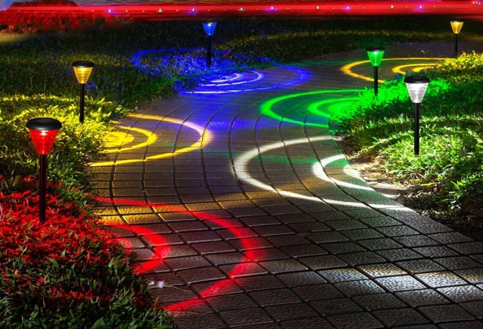 8 Pack Color Changing&Warm White Solar Lights, Auto ON-OFF