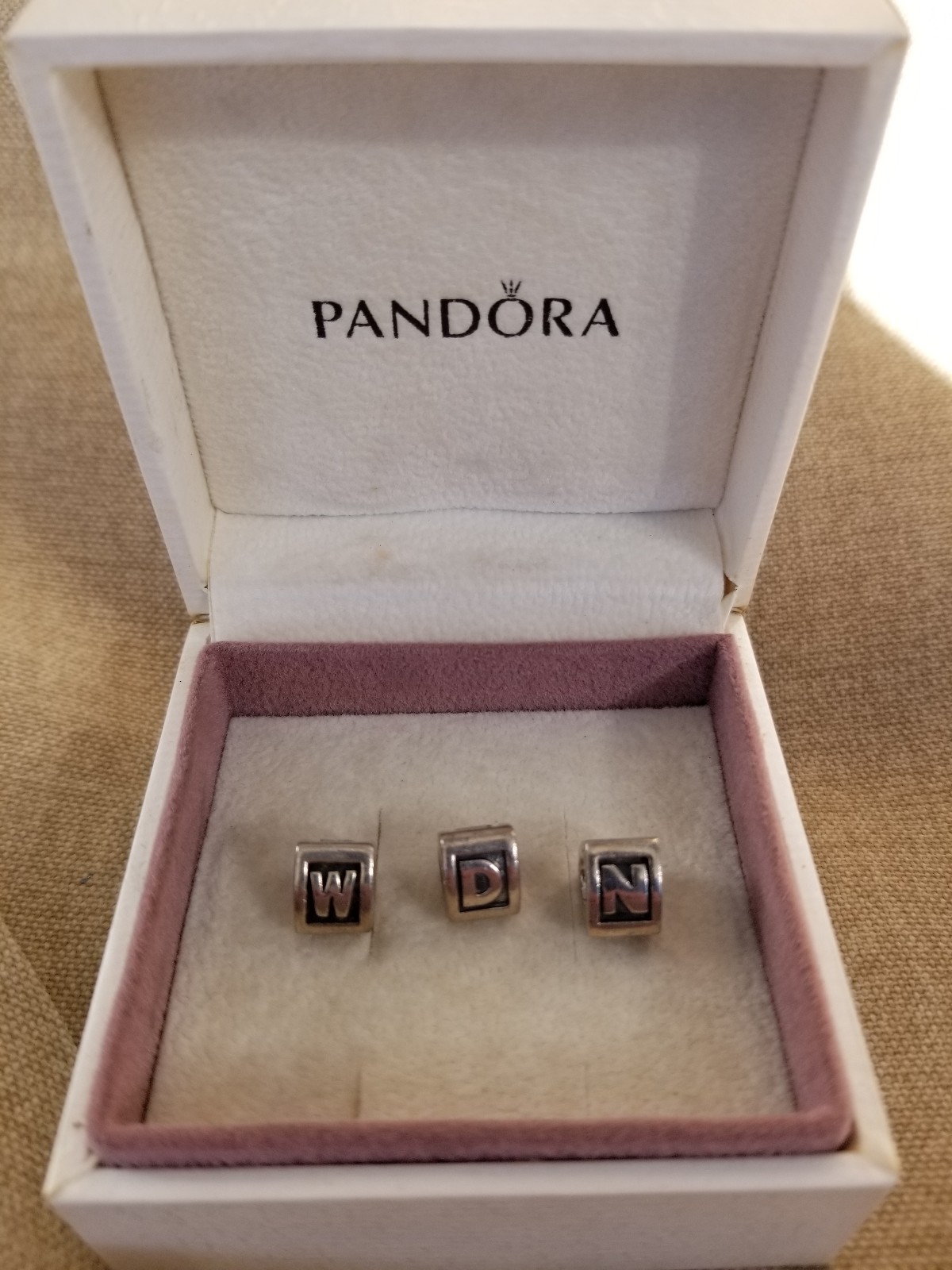Pandora Charms Beads Initials W,D,N Sterling Silver New