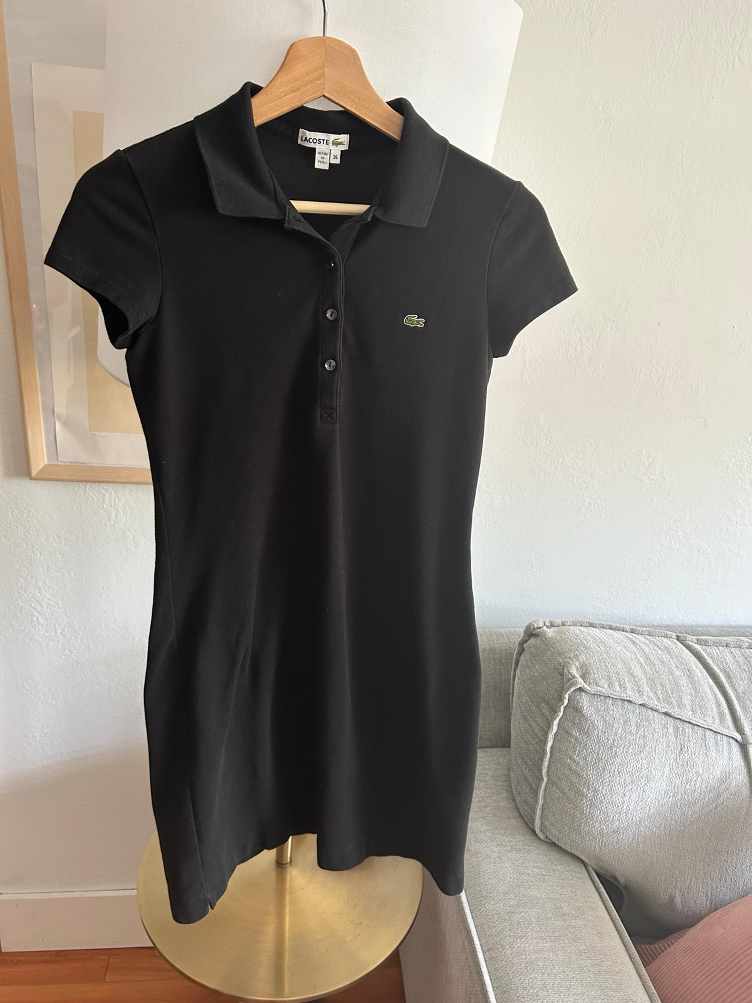 Lacoste Short Sleeve Polo Pique  Shirt Dress Black Size 36 US XS