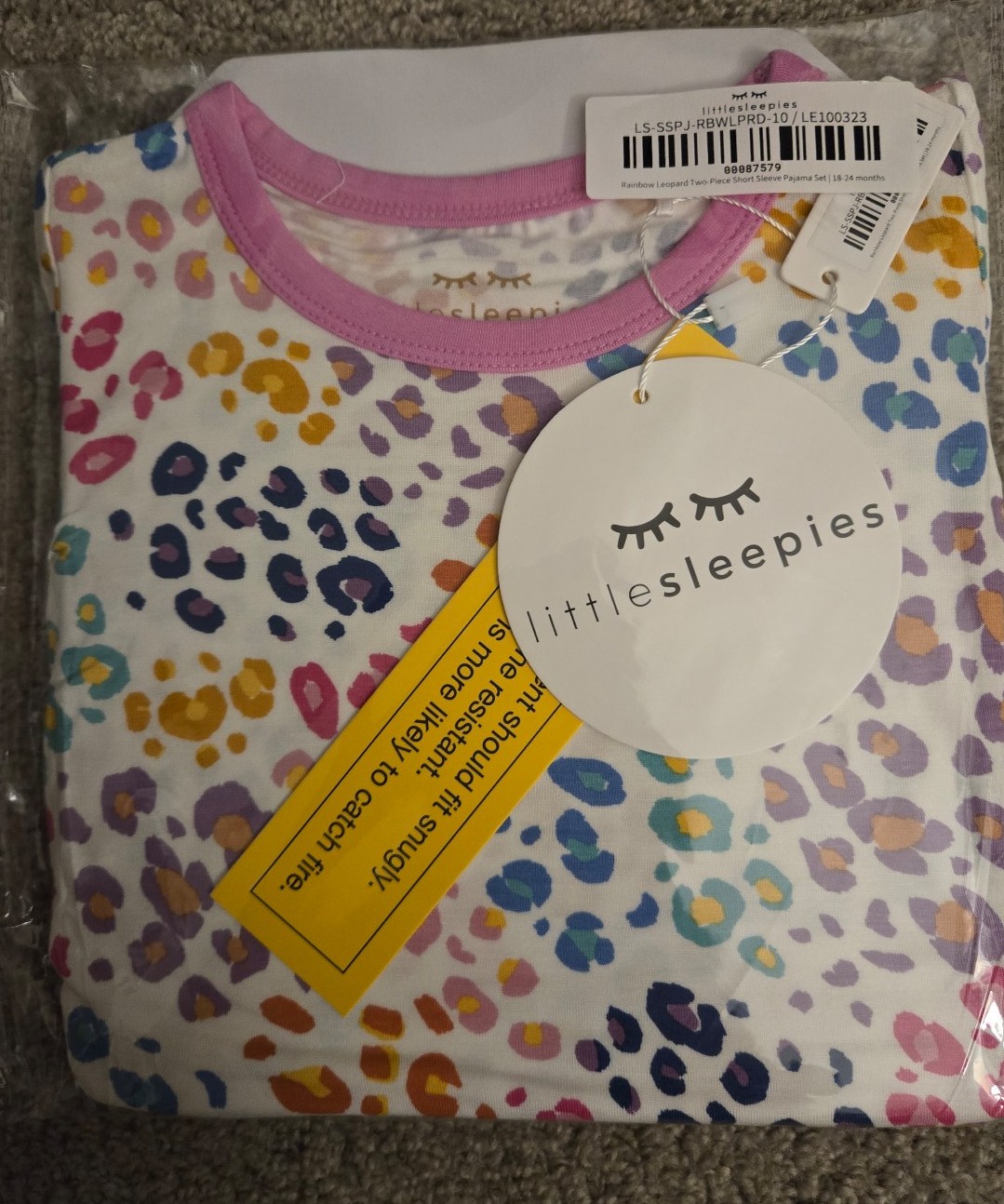 Little Sleepies rainbow leopard 18-24 short sleeve