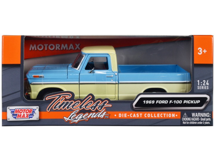 1969 Ford F-100 Pickup Truck Light Blue and Cream Timeless Legends Series 1/24