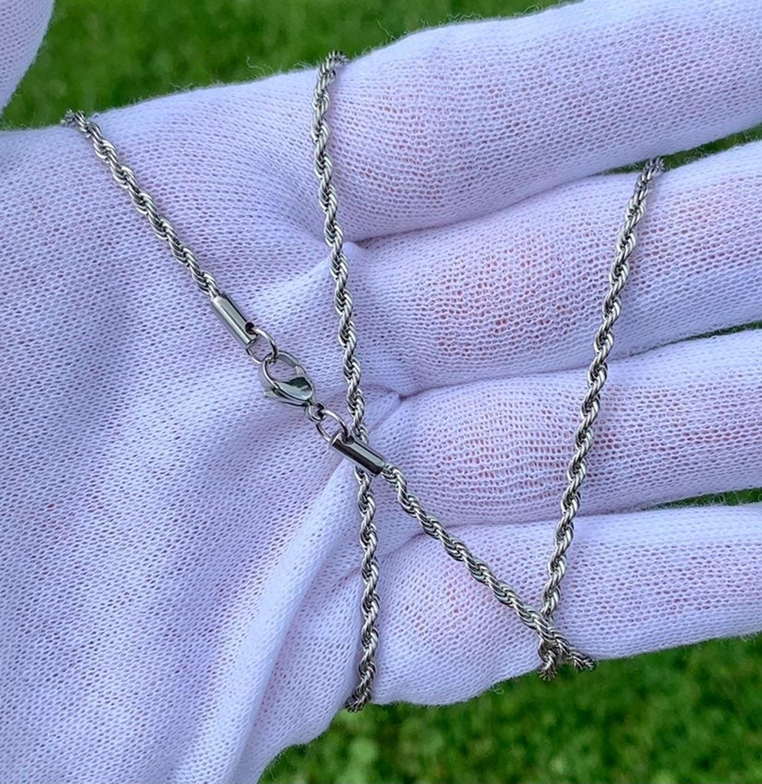 Silver Rope Chain Stainless Steel 2MM 22 Inch Necklace Mens Womens Jewelry