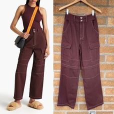 HERON PRESTON Top-stitched cotton-twill straight-leg pants 26