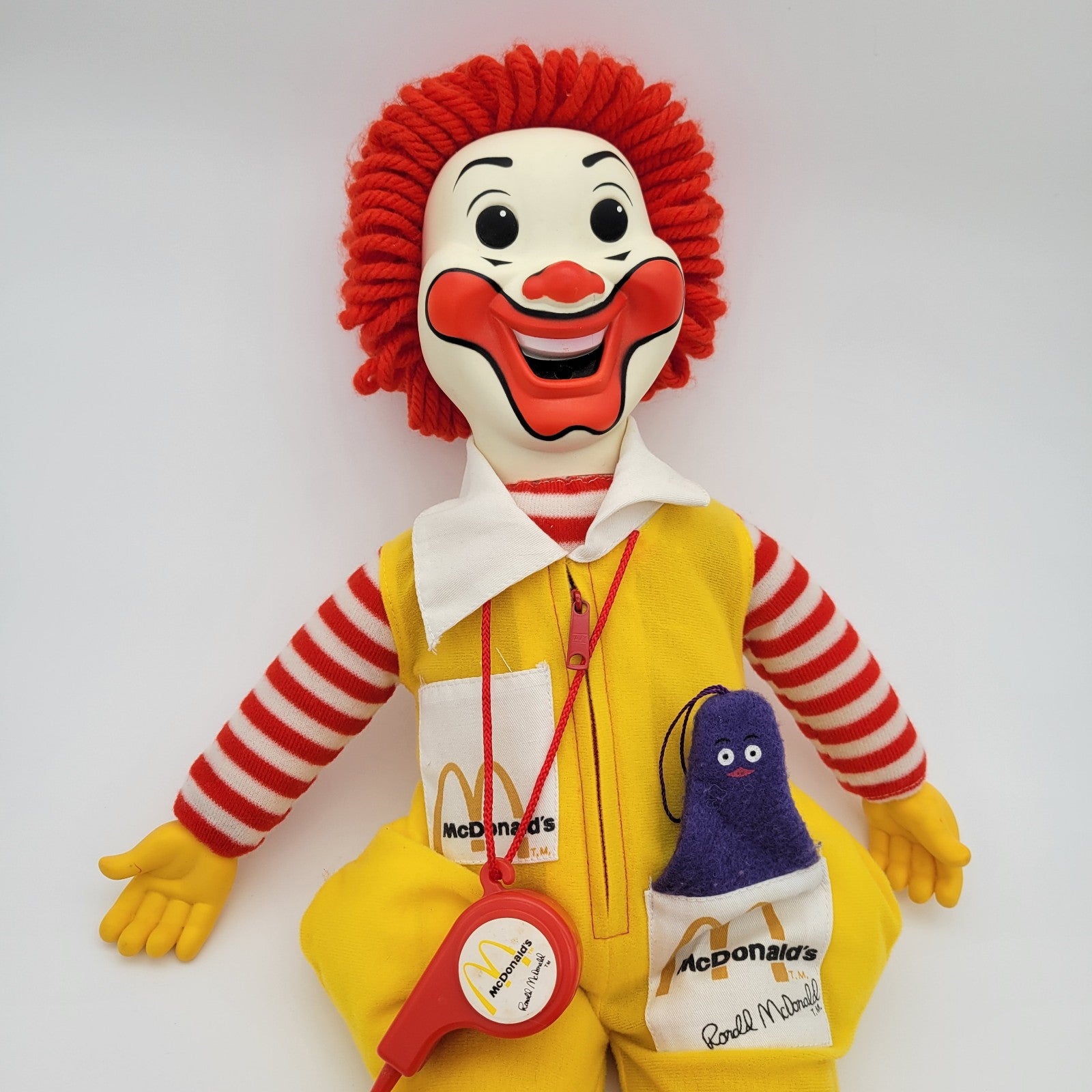 VINTAGE 1978 RONALD MCDONALD 21 INCH WHISTLE DOLL WITH GRIMACE