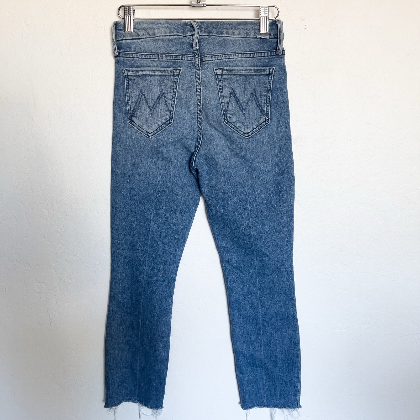 Mother Looker We The Animals Stretch Ankle Jeans 25 Blue Denim Skinny Raw Hem