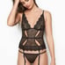 Victoria’s Secret Black Lace Corset Bustier Garter - w/ V-String - L - NWOT