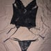 Victoria’s Secret Black Lace Corset Bustier Garter - w/ V-String - L - NWOT