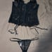 Victoria’s Secret Black Lace Corset Bustier Garter - w/ V-String - L - NWOT