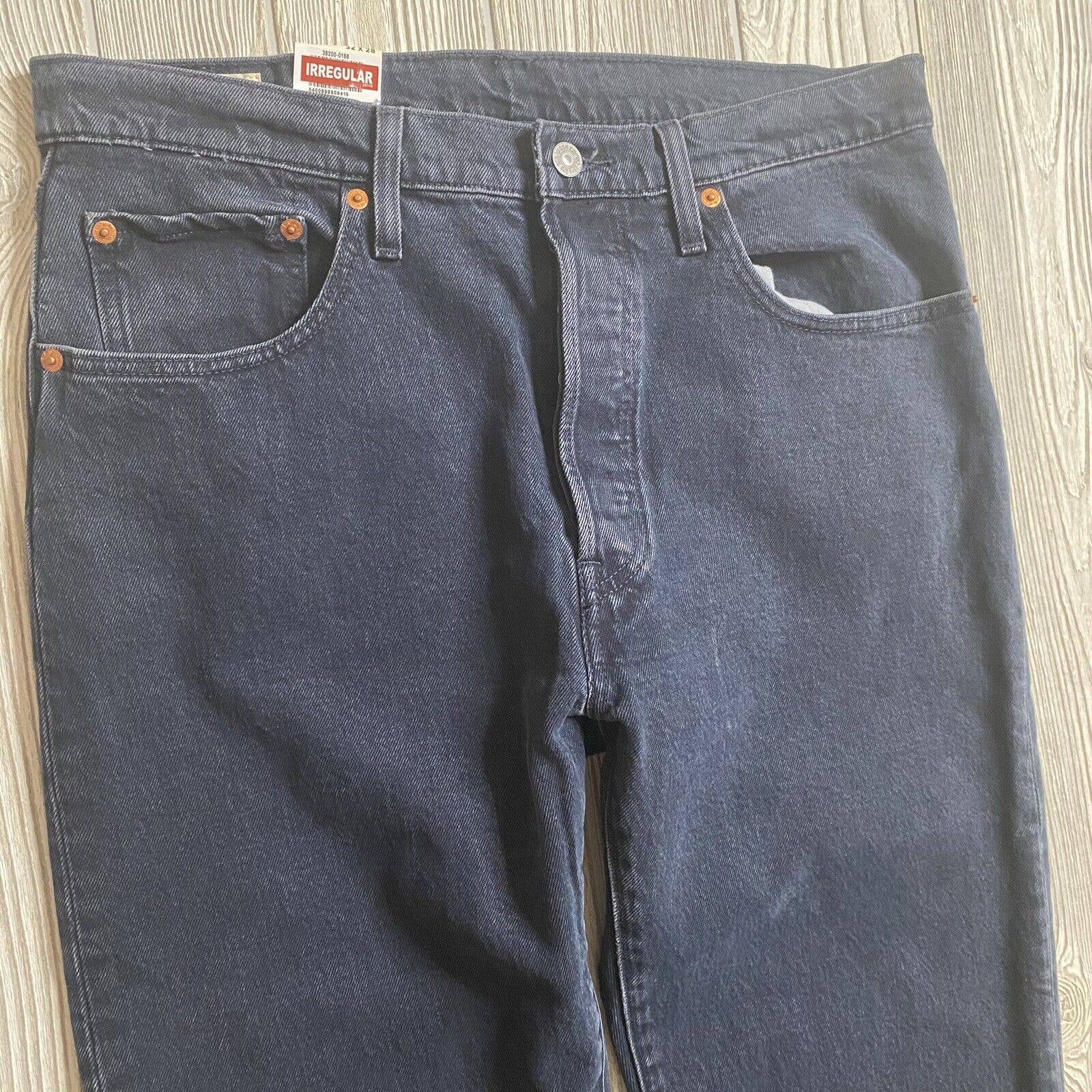 Levis 501 Big E Original Fit Jeans Mens 32x28 Cropped Dark Wash Button Fly NWT