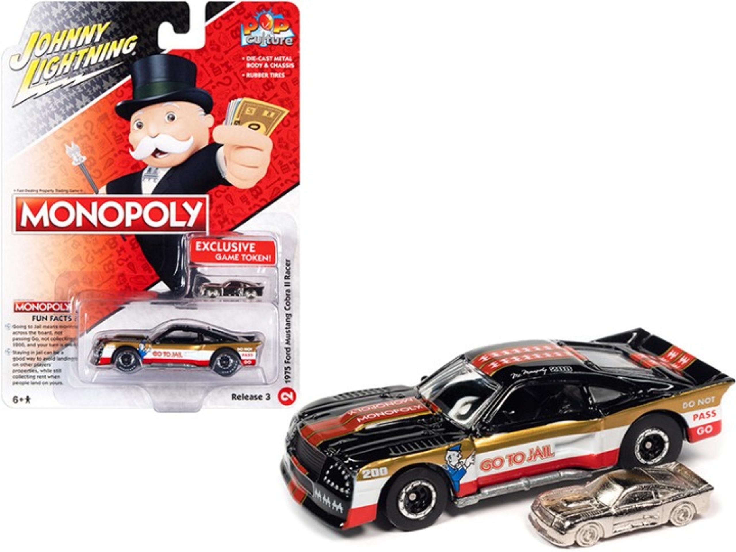 1975 Ford Mustang Cobra II Racer "Go to Jail" Black and White with Gold and Red