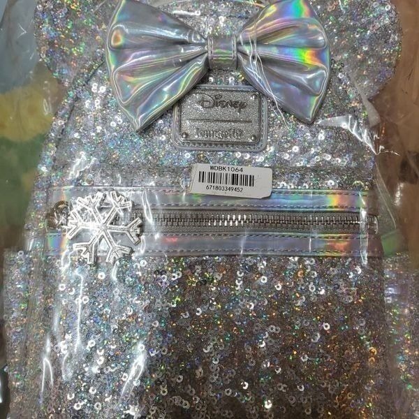 Loungefly Disney Minnie Mouse Silver Holo Sequin Mini Backpack