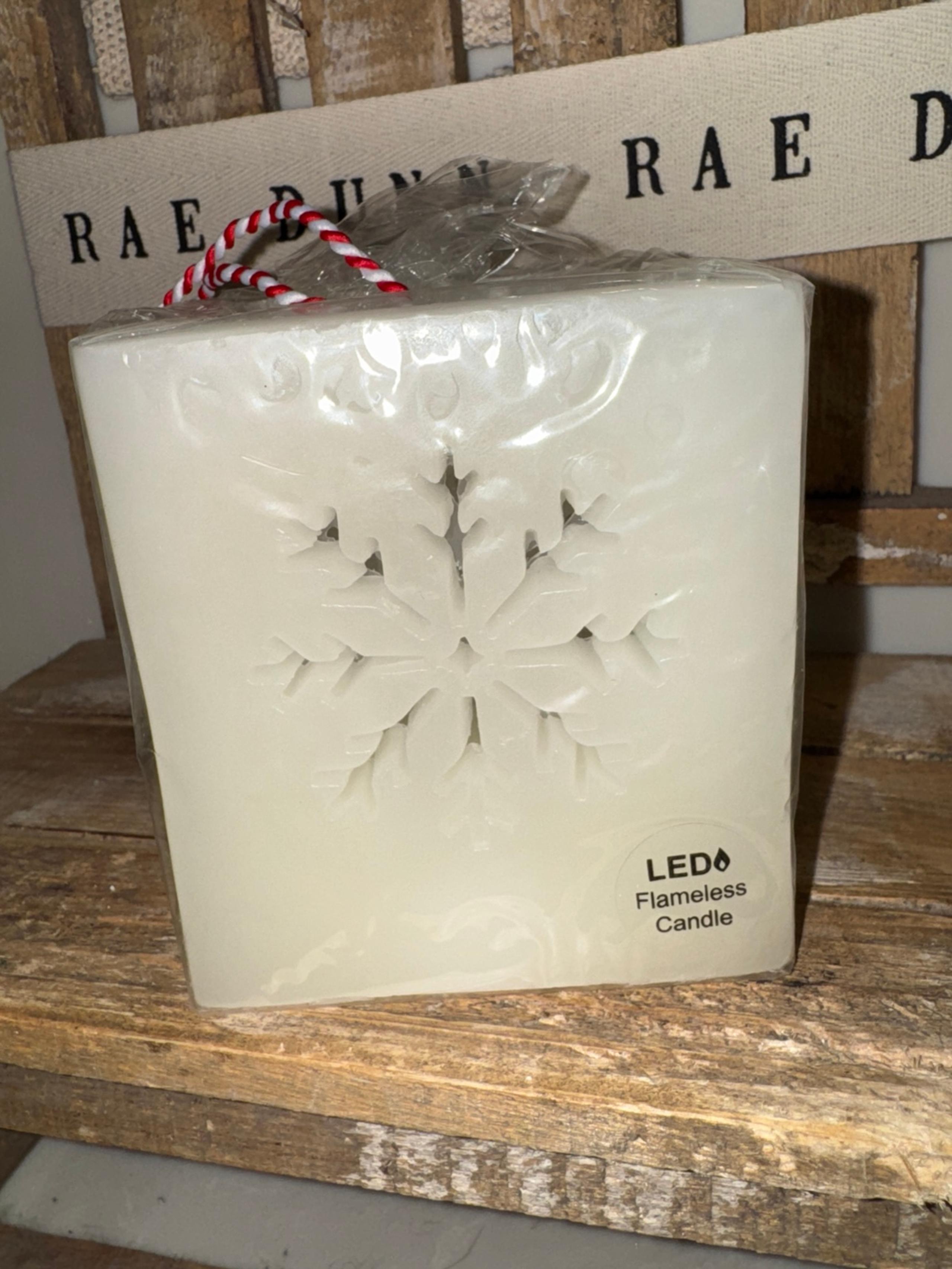 Snowflake LED real wax flameless Candle luminary Jingles & Joy