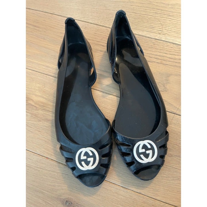 Gucci Black Jelly Sandals