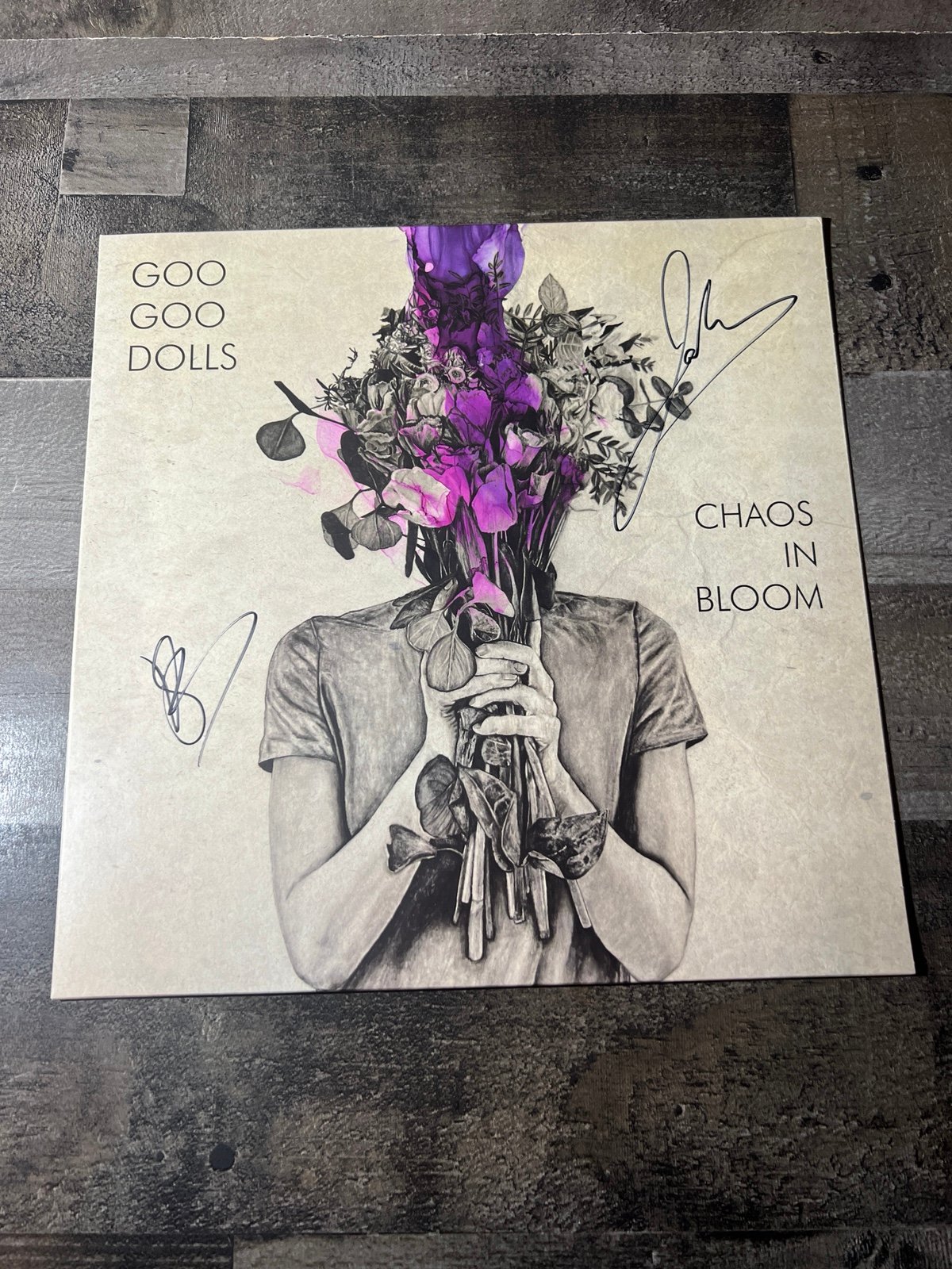 JOHNNY RZEZNIK AND ROBBY SIGNED THE GOO GOO DOLLS CHAOS IN BLOOM VINYL ALBUM