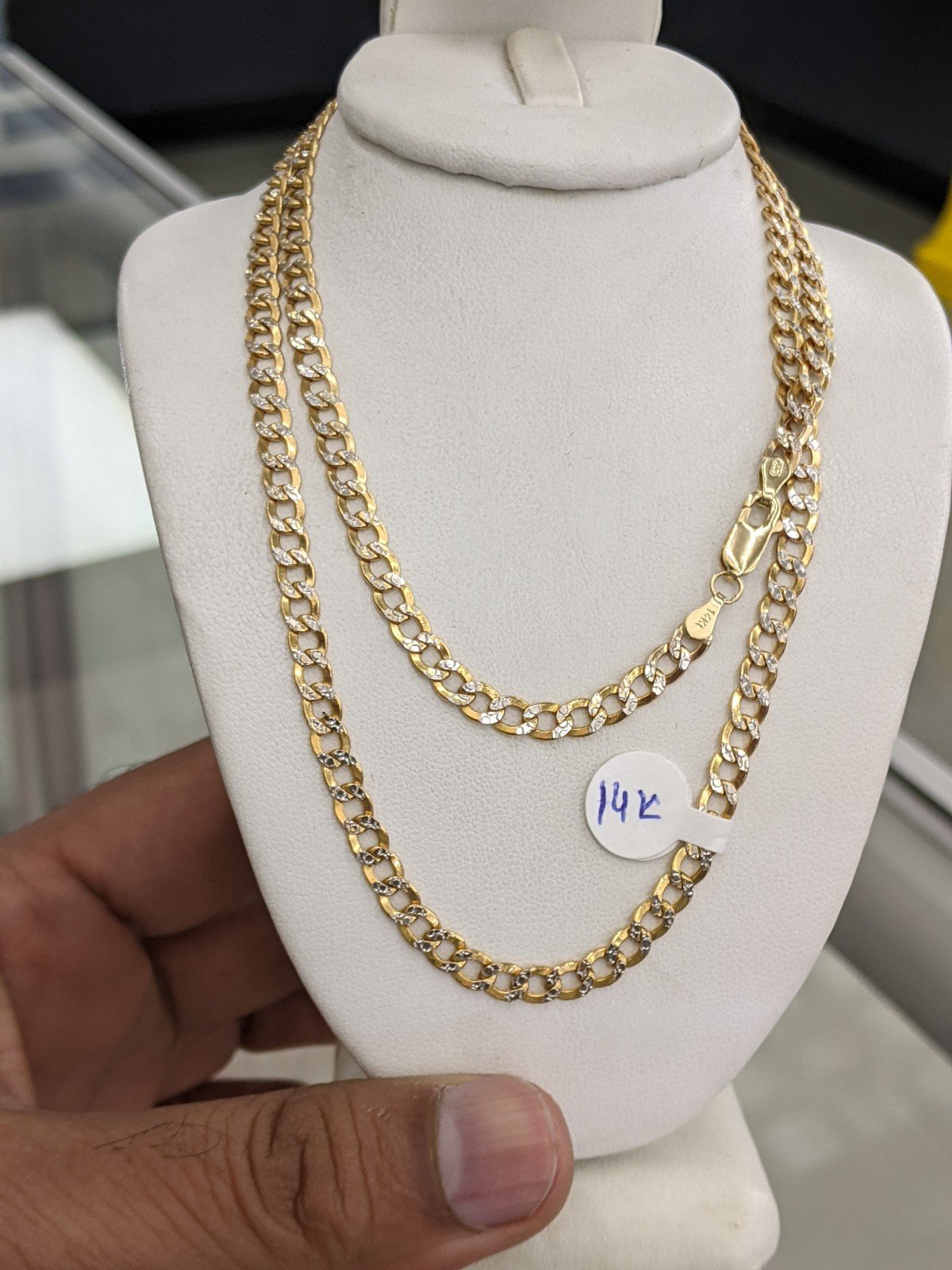 14kt Real Gold Cuban Curb Diamond Cut Chain 4.5mm 24 inches
