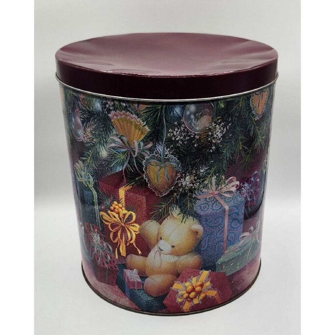 Vintage 1992 HALLMARK CHRISTMAS GIFT BEAR Popcorn Tin