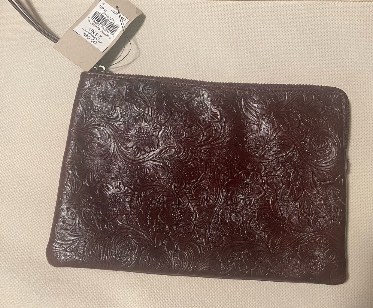 Embossed Leather Oversized Clutch / Wallet