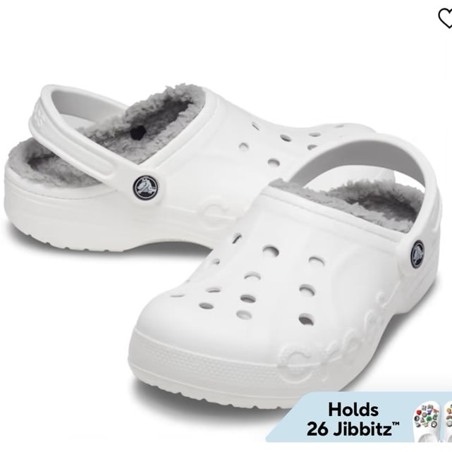 Crocs Women's Baya Lined Clogs White Slip-on Faux Fur Fuzzy & Warm