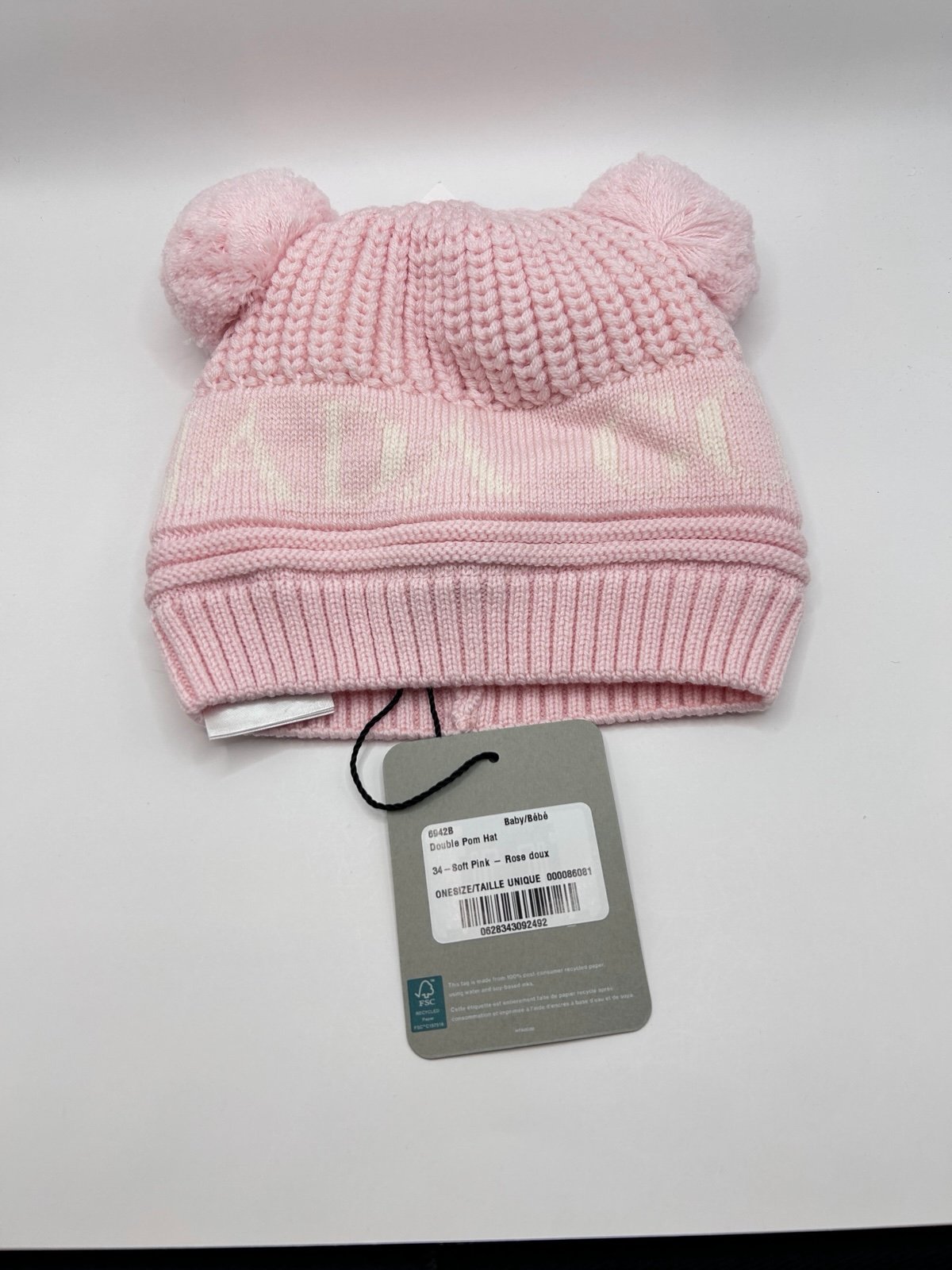 Canada Goose Kid's Double Pompom Beanie Hat, Pink, New with Tag