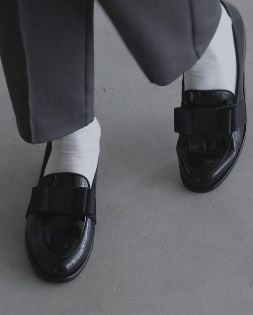 Excellent Condition ☆ OHGA Black Ribbon Loafers ☆ Size 22cm