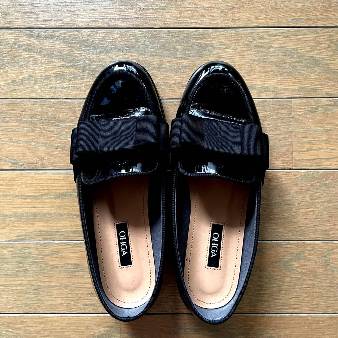 Excellent Condition ☆ OHGA Black Ribbon Loafers ☆ Size 22cm