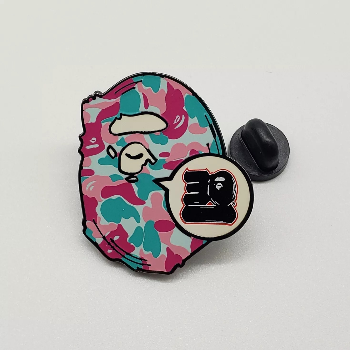 Bape x Pintrill 30th Anniversary Maimi Pin Ape Head Label A Bathing Ape Button