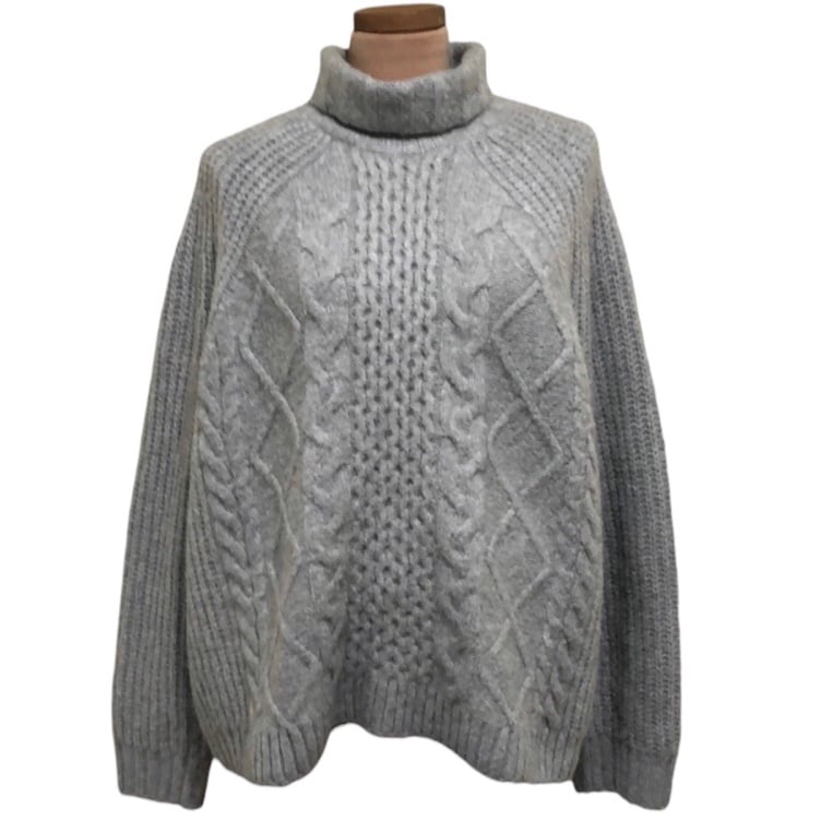Nordstrom Sweater XL Gray Cable Knit Turtleneck Pullover
