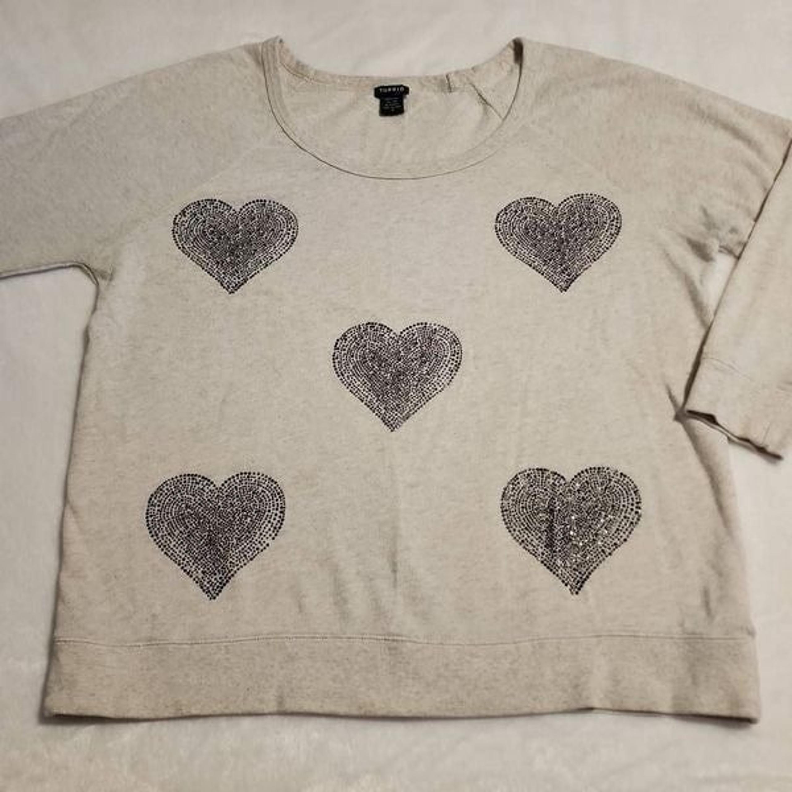 Torrid Womens Long Sleeve Scoop Neck Embellished Oatmeal Colored Sweater Size To