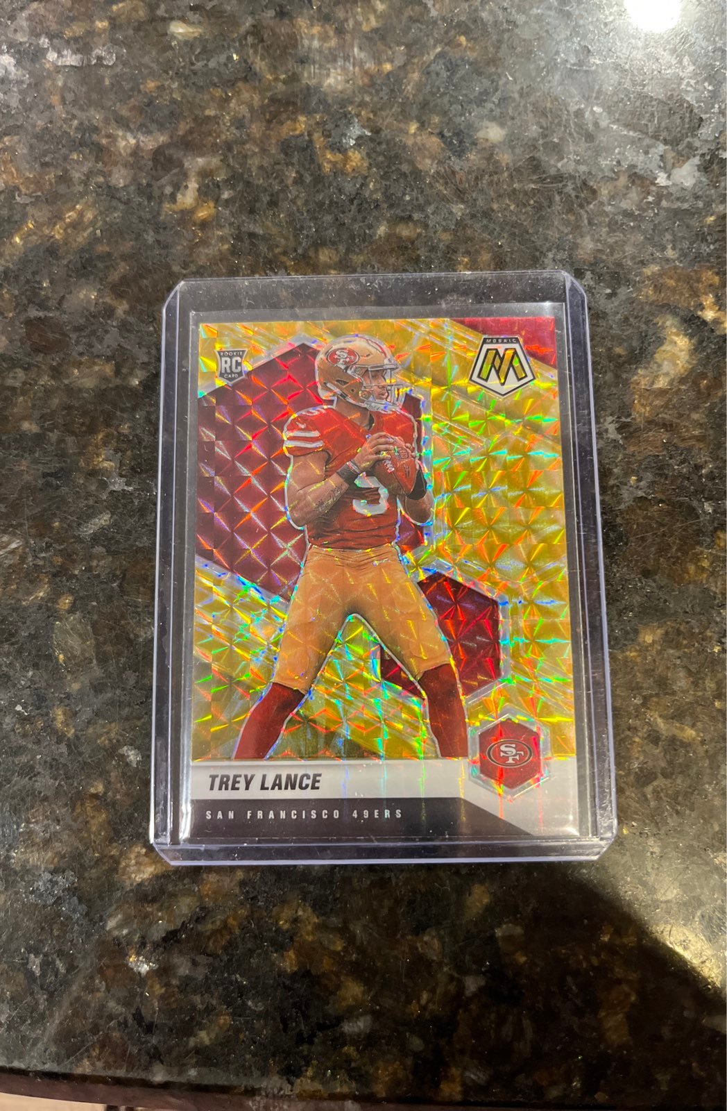 2021 Panini Mosaic Yellow Prizm Trey Lance Rookie Card