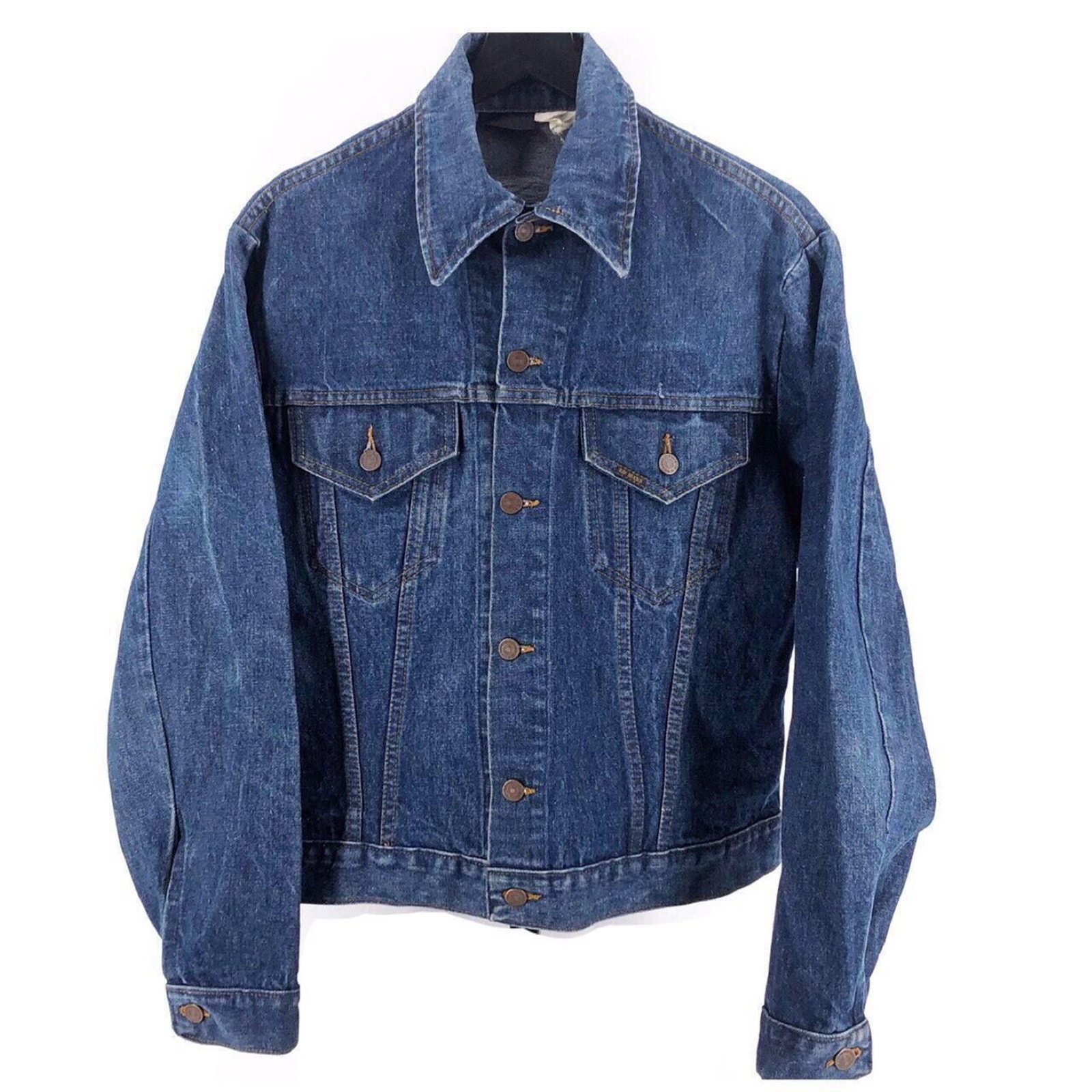 80s denim trucker jean jacket Roebucks 1980s vintage