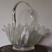 Crystal Carnival Glass Feathered Large Fireside Basket